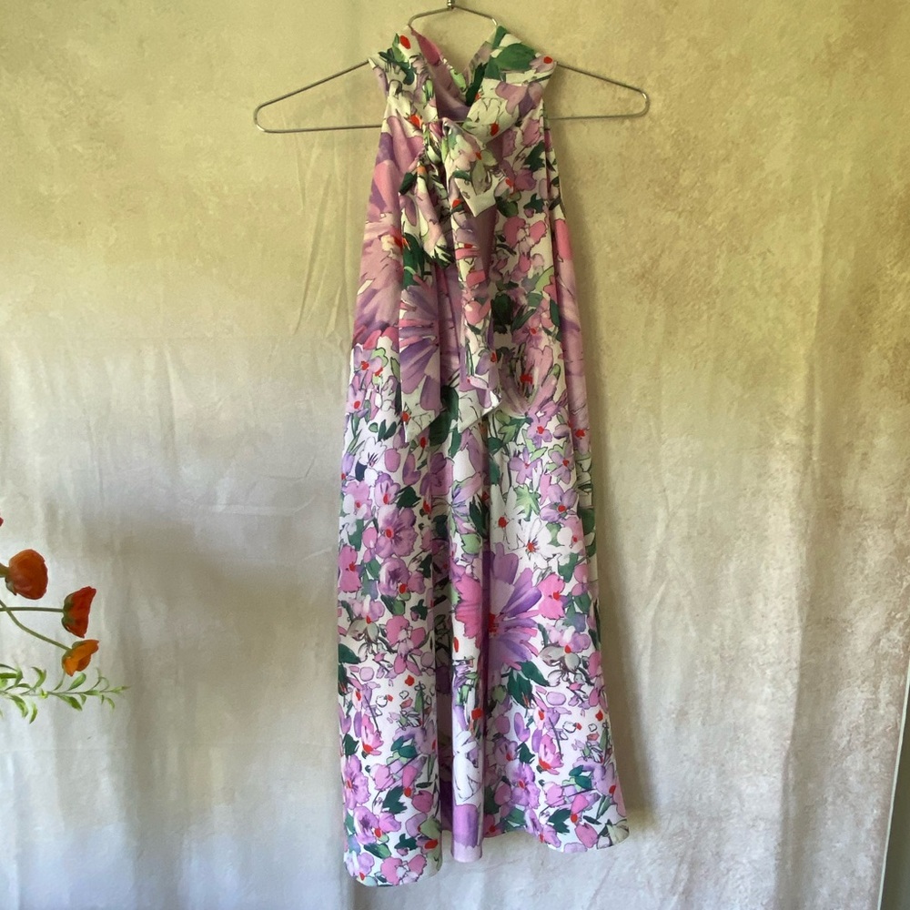 Belle by Badgley Mischka Floral Halter Shift Dress